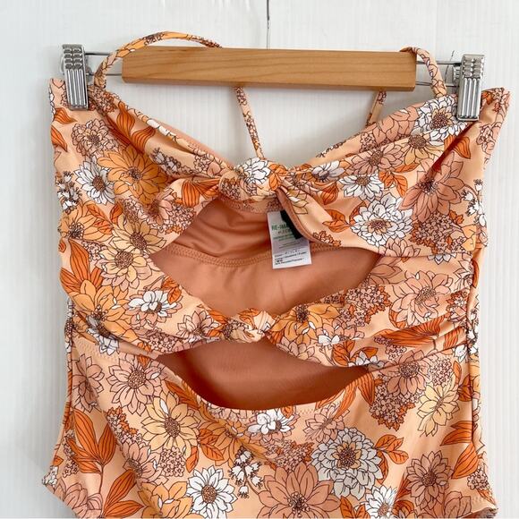 J.Crew | Knot Front One Piece Swimsuit in Zinnia Floral - Picture 3 of 7